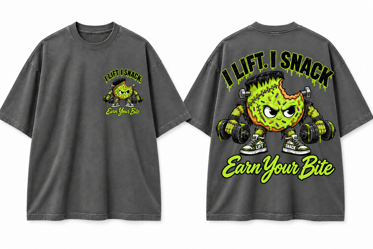 I Lift. I Snack.™ “FrankenBite” Vintage Wash Tee